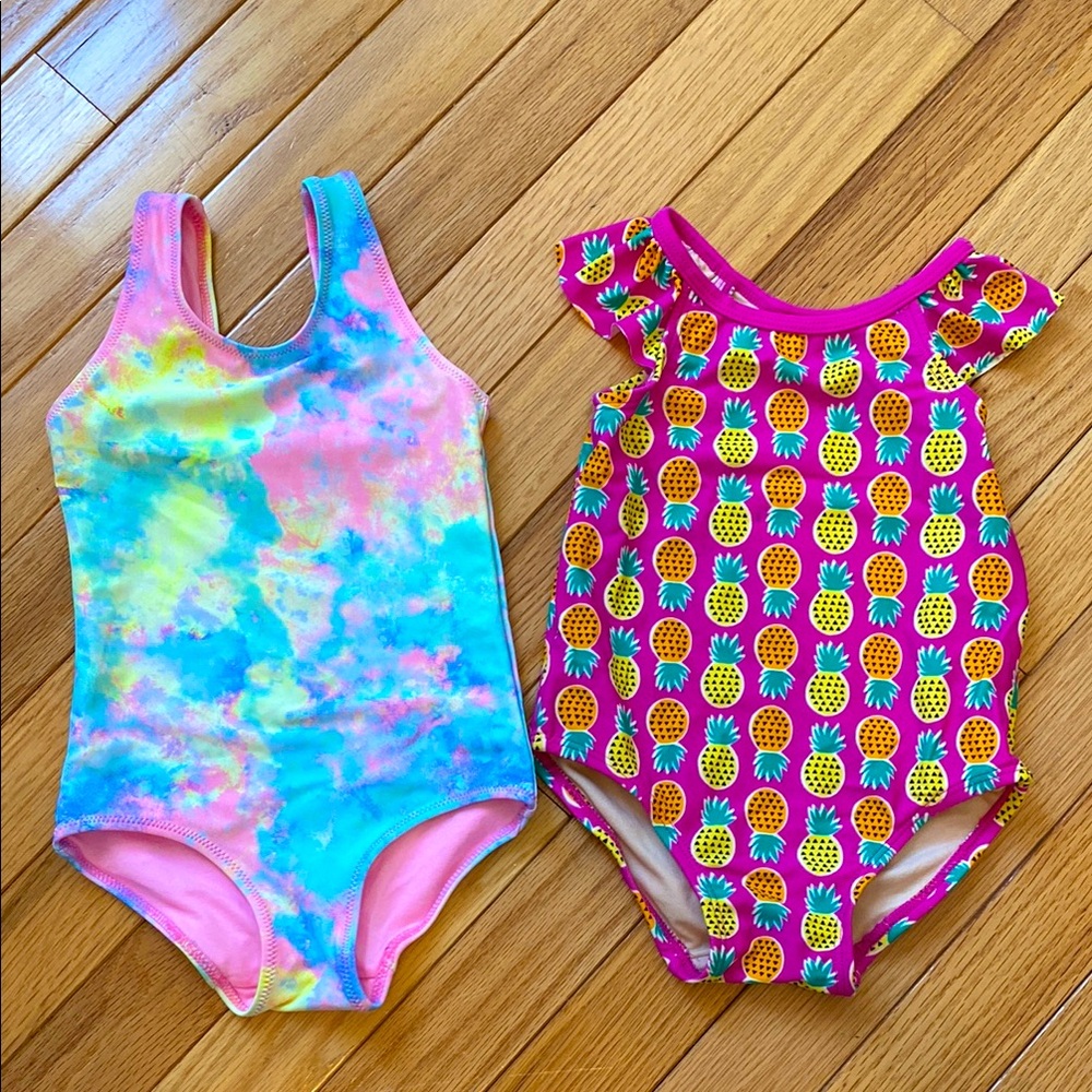 H&M tie dye one piece & Tea collection pineapple one piece swim suit bundle